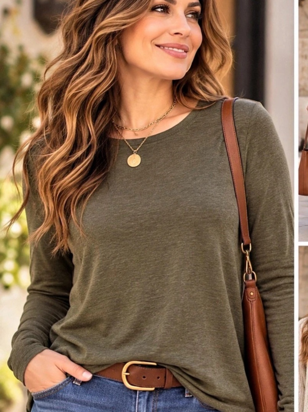 Pendleton Olive Green Long Sleeve Cotton Tee Medium